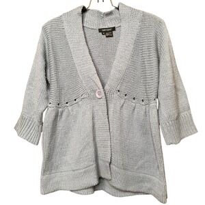 Karen Kane Gray 100% Cotton Knit Button Front Cardigan Sweater Women's Medium